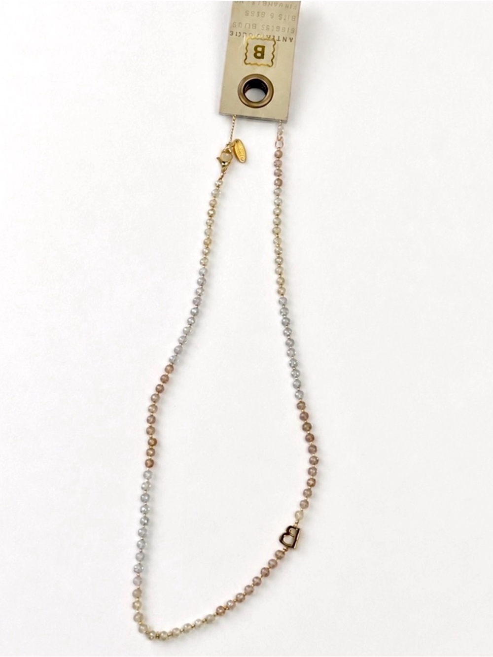Anthropologie Gold Beaded Initial B Necklace
